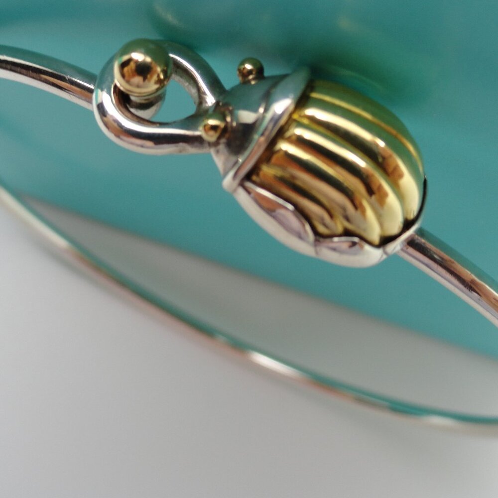 Tiffany & Co. Sterling Silver 18K Yellow Gold Scarab Beetle Bangle Bracelet